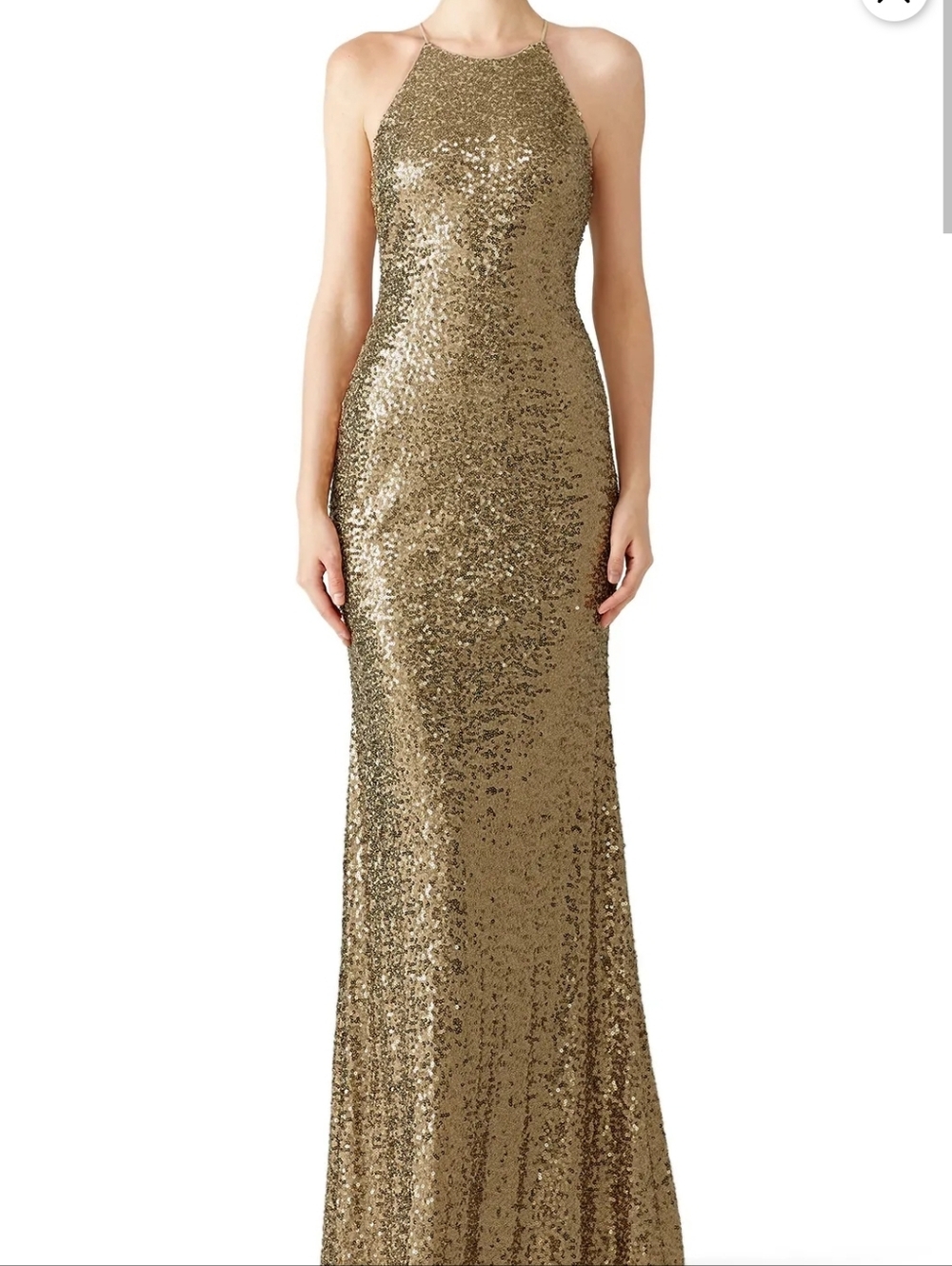 Badgley Mischka Gold Sequin Halter Gown Size 4